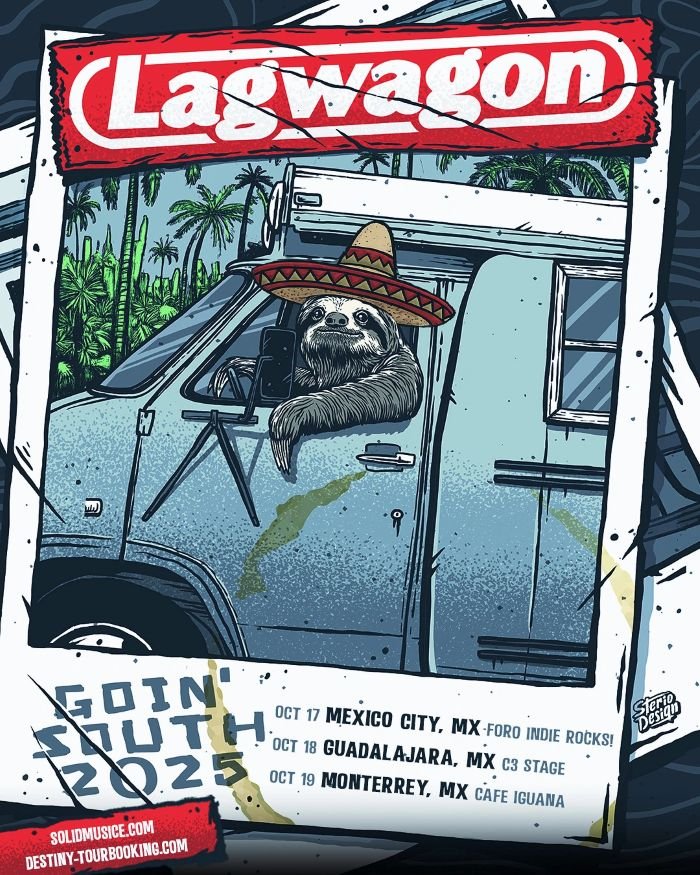 Cartel oficial de la gira de Lagwagon por México 2025