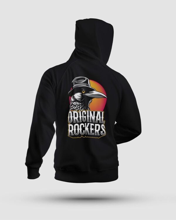 sudadera negra con logo retro estilo cómic en la espalda Original Rockers