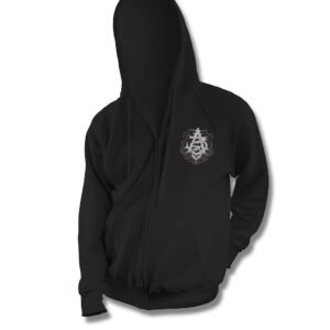Sudadera negra Agente 33 vista frontal con logotipo monograma