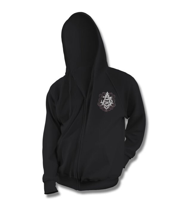 Sudadera negra Agente 33 vista frontal con logotipo monograma